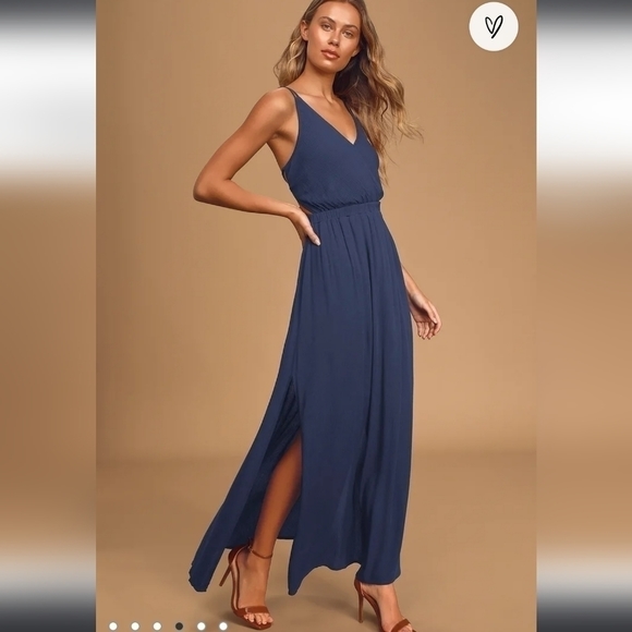 LULUS  Lost in Paradise Navy Blue Maxi size small - Picture 3 of 9